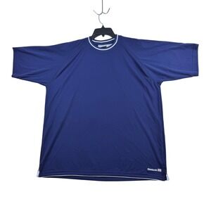 Y2K Reebok Embroidered Union Jack Jersey‎ Pullover Mens XL Blue Striped Collar